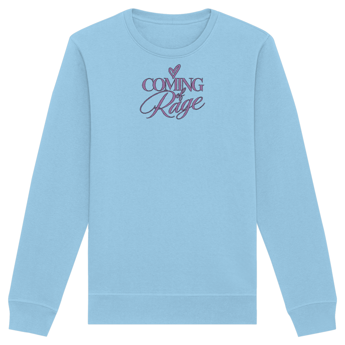 The Coming of Rage – Organic Unisex Sweatshirt, Motiv lavendel auf Sky Blue