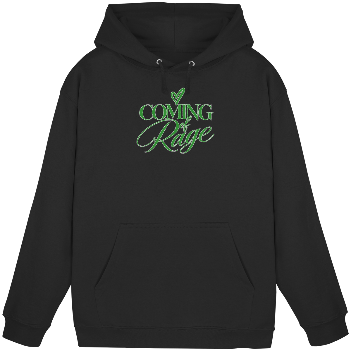 The Coming of Rage – Unisex Hoodie, Motiv grün auf Deep Black