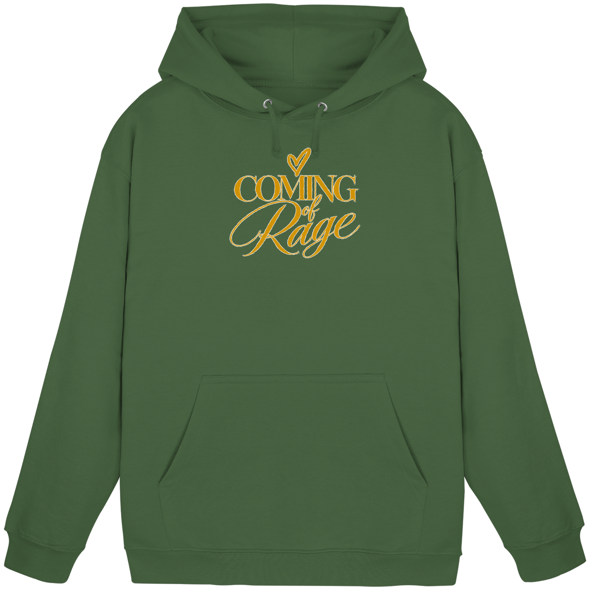 The Coming of Rage – Unisex Hoodie, Motiv gelb auf Earthy Green
