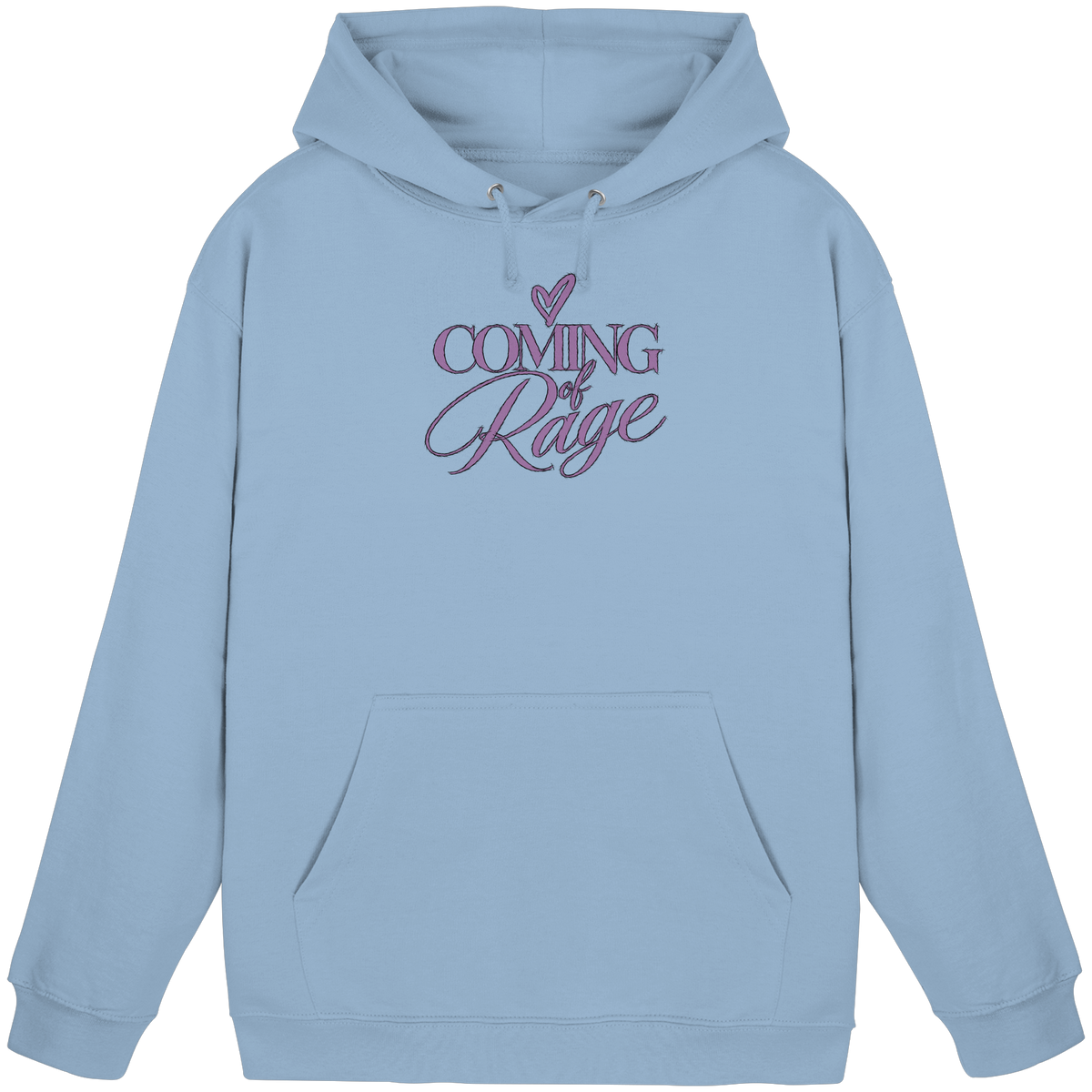 The Coming of Rage – Unisex Hoodie, Motiv lavendel auf Sky Blue