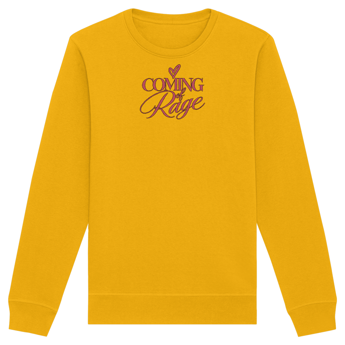 The Coming of Rage – Organic Unisex Sweatshirt, Motiv rot auf Spectra Yellow