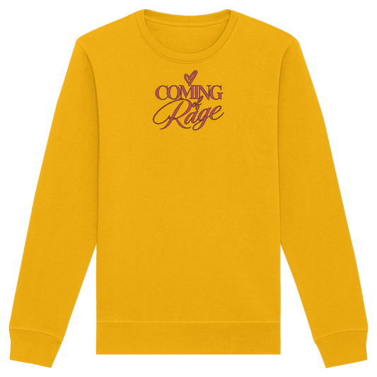 The Coming of Rage – Organic Unisex Sweatshirt, Motiv rot auf Spectra Yellow