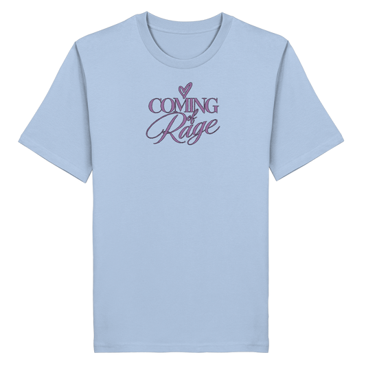 The Coming of Rage – Organic Shirt, Motiv lavendel auf Blue Soul
