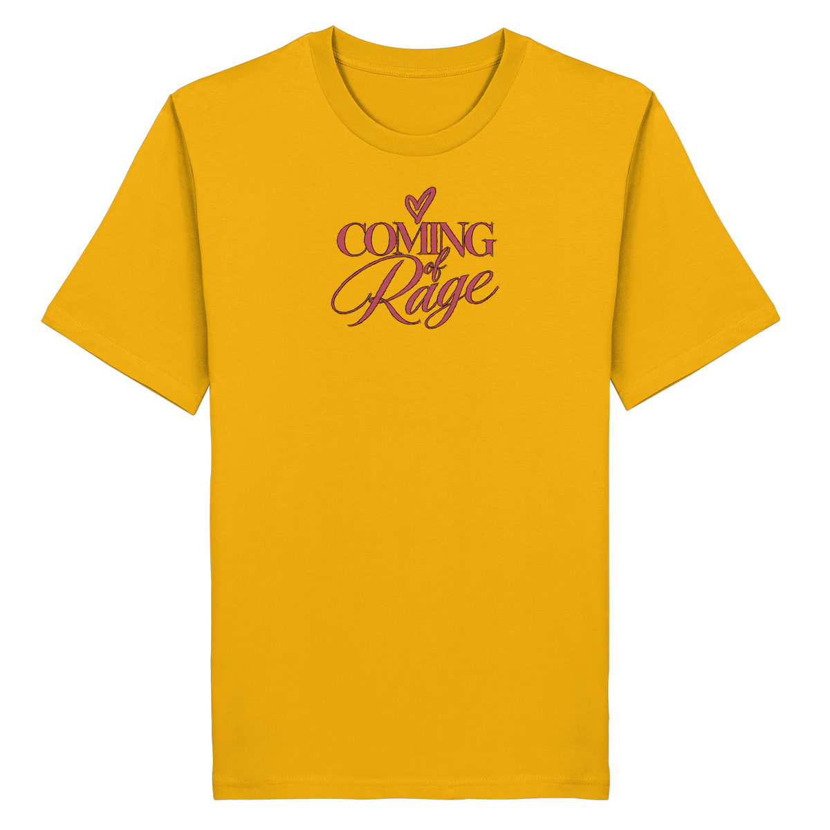 The Coming of Rage – Organic Shirt, Motiv rot auf Spectra Yellow