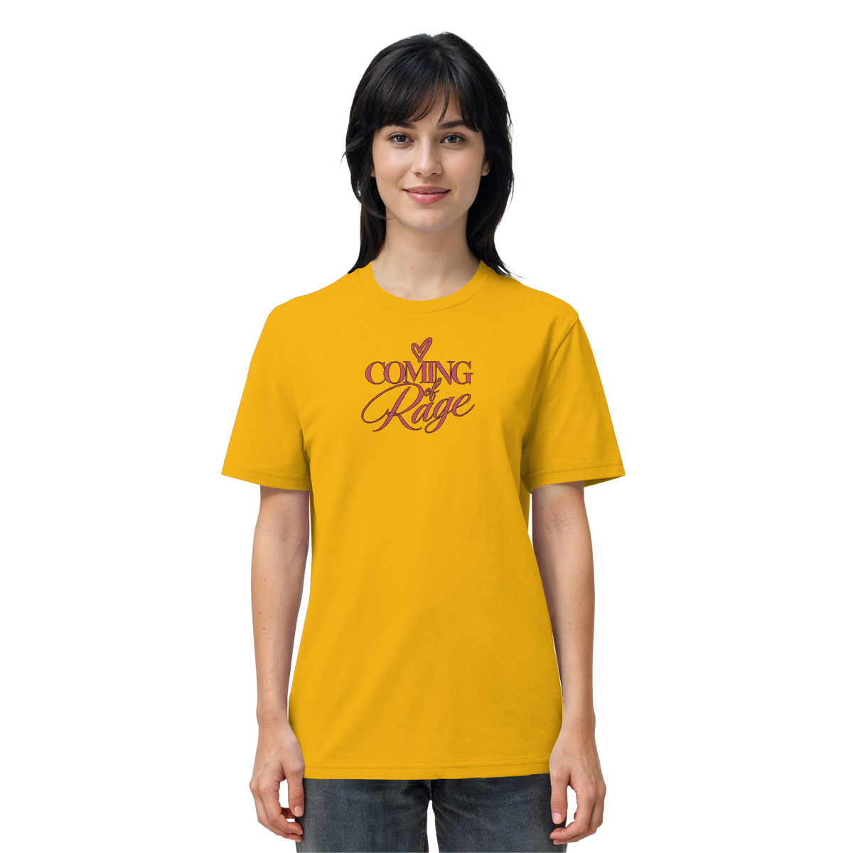The Coming of Rage – Organic Shirt, Motiv rot auf Spectra Yellow