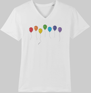 Organic V-Neck-Shirt - The Proud Balloons White